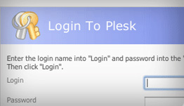 Plesk login screen